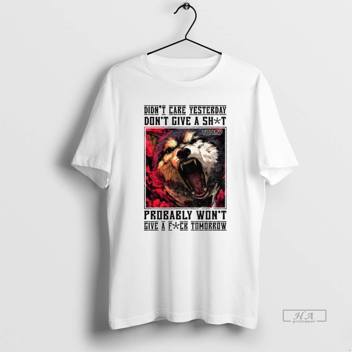 Official Trendy Wolf Didnt Care Yesterday Dont Give A Shit Probably Wont Give A Fuck Unisex T-shirt, Sweatshirt, Hoodie, Long Sleeve Tee - T-Shirt, Sweatshirt, Hoodie