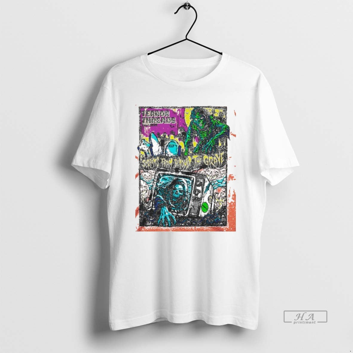 Official Trendy Terror Threads Screams From Beyond The Grave Halloween Unisex T-shirt, Sweatshirt, Hoodie, Long Sleeve Tee - T-Shirt, Sweatshirt, Hoodie