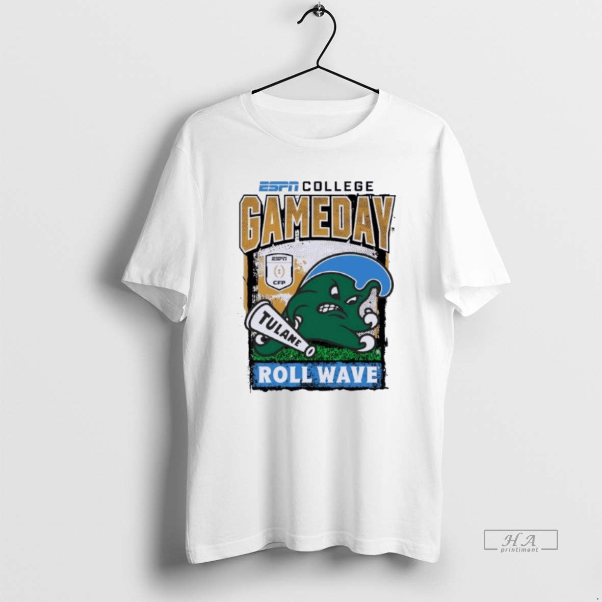 Official Tulane Green Wave Cfp Gameday 1st Round Mascot Roll Wave - T-Shirt, Sweatshirt, Hoodie