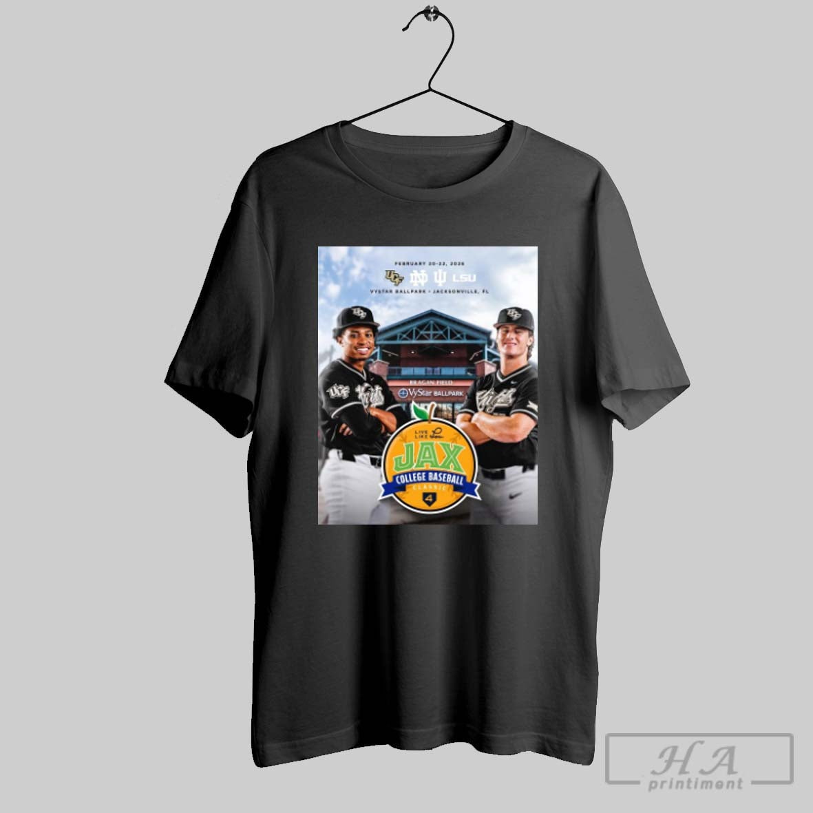 Official Ucf Notre Dame Iu And Lsu 2026 Live Like Lou Jax College Baseball Classic Unisex T-shirt, Sweatshirt, Hoodie, Long Sleeve Tee - T-Shirt, Sweatshirt, Hoodie