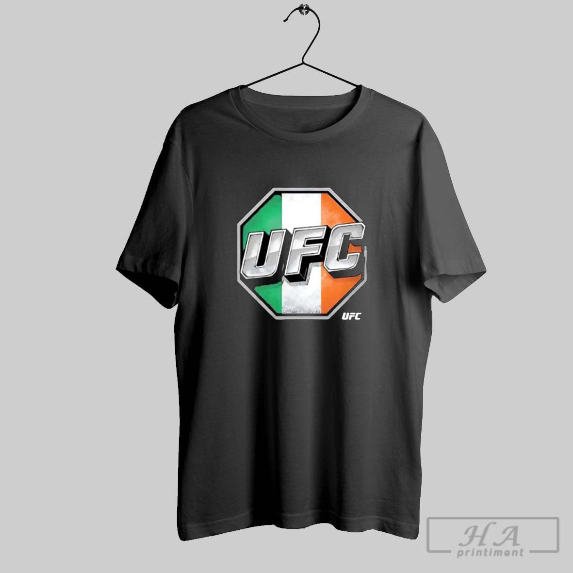 Official Ufc Octagon Logo Ireland Flag Background Posters Black Unisex T-shirt, Sweatshirt, Hoodie, Long Sleeve Tee - T-Shirt, Sweatshirt, Hoodie