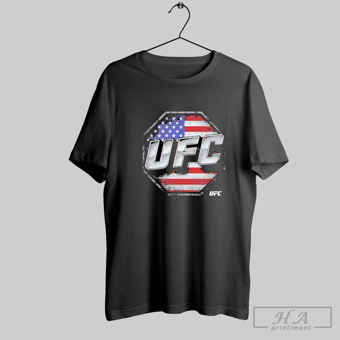 Official Ufc Octagon Logo Usa Flag Background Posters Black Unisex T-shirt, Sweatshirt, Hoodie, Long Sleeve Tee - T-Shirt, Sweatshirt, Hoodie