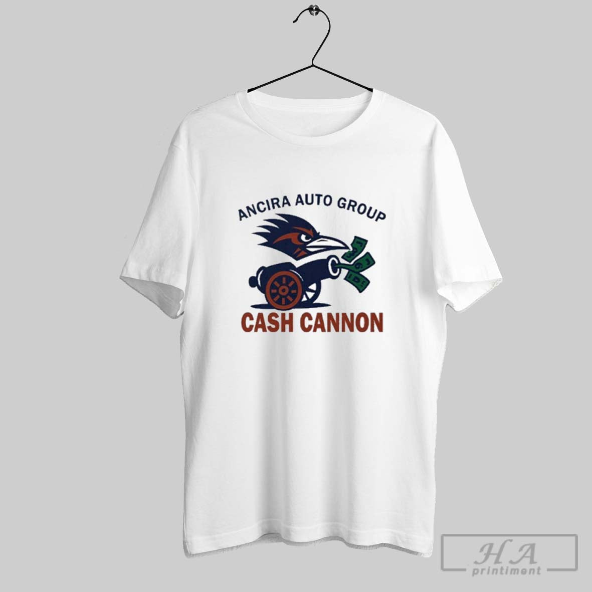 Official Utsa Roadrunners Ancira Auto Group Cash Cannon Unisex T-shirt, Sweatshirt, Hoodie, Long Sleeve Tee - T-Shirt, Sweatshirt, Hoodie