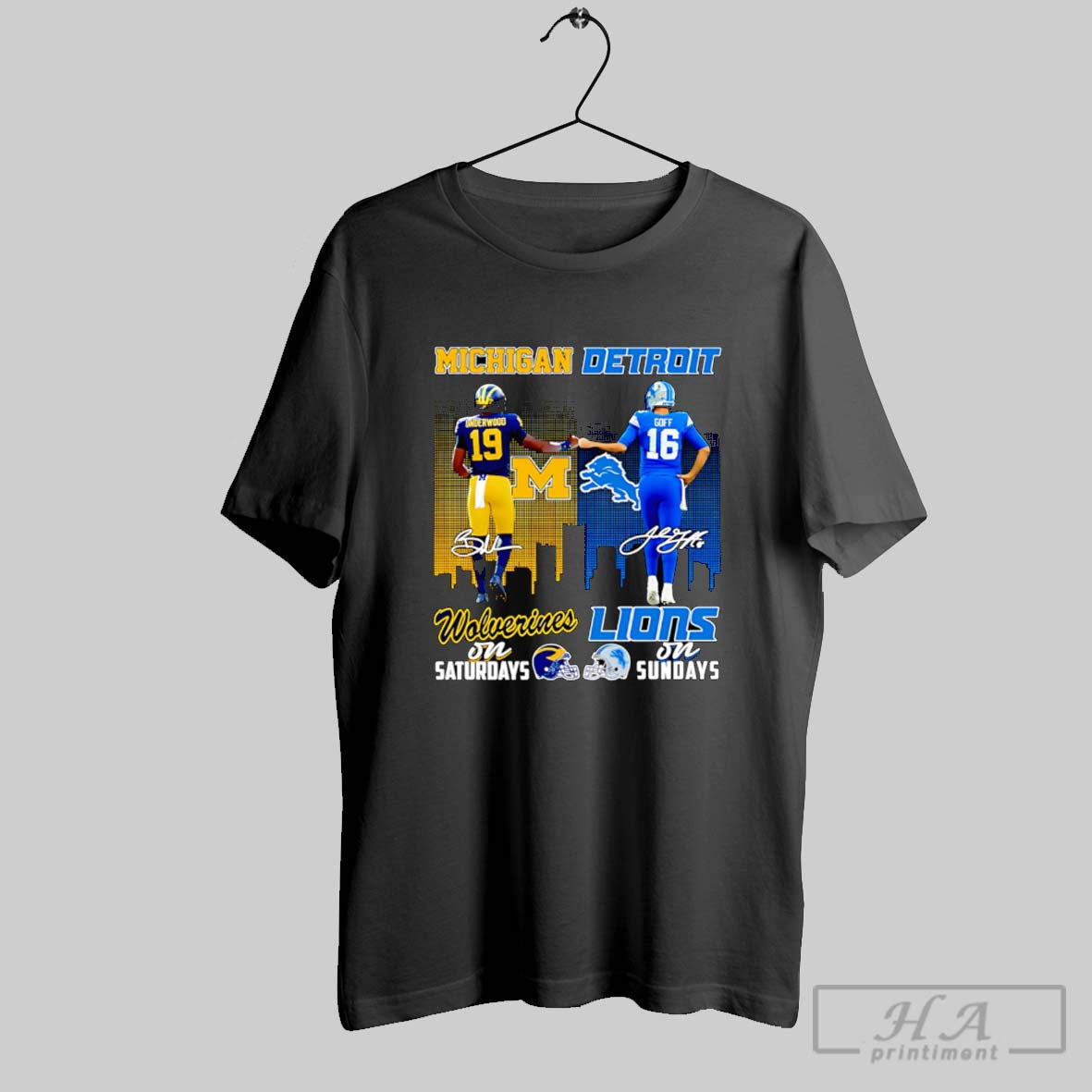 Official Underwood And Goff Michigan Wolverines On Saturdays Detroit Lions On Sundays Unisex T-shirt, Sweatshirt, Hoodie, Long Sleeve Tee - T-Shirt, Sweatshirt, Hoodie