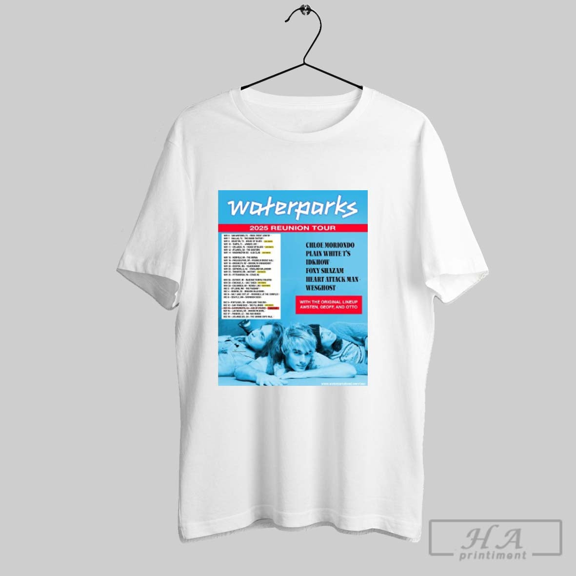 Official Waterparks 2025 Reunion Tour Dates Unisex T-shirt, Sweatshirt, Hoodie, Long Sleeve Tee - T-Shirt, Sweatshirt, Hoodie