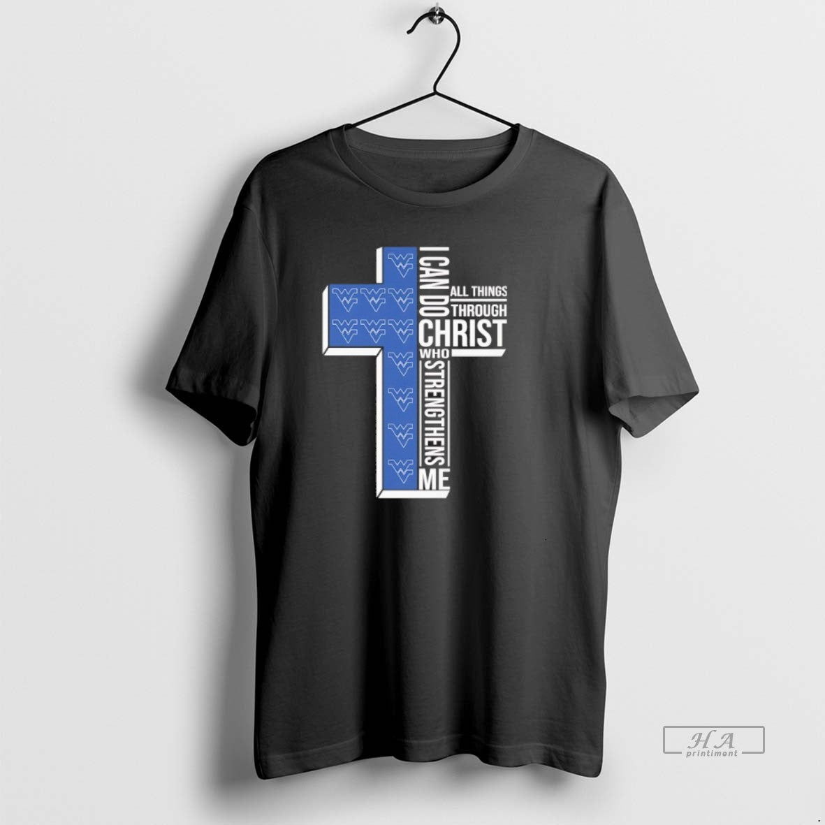 Official West Virginia Mountaineers Cross I Can Do All Things Through Christ Who Strengthen Me - T-Shirt, Sweatshirt, Hoodie