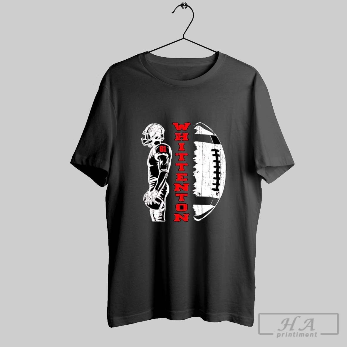 Official Whittenton 61 Football Player And Distressed Ball Posters Black Unisex T-shirt, Sweatshirt, Hoodie, Long Sleeve Tee - T-Shirt, Sweatshirt, Hoodie