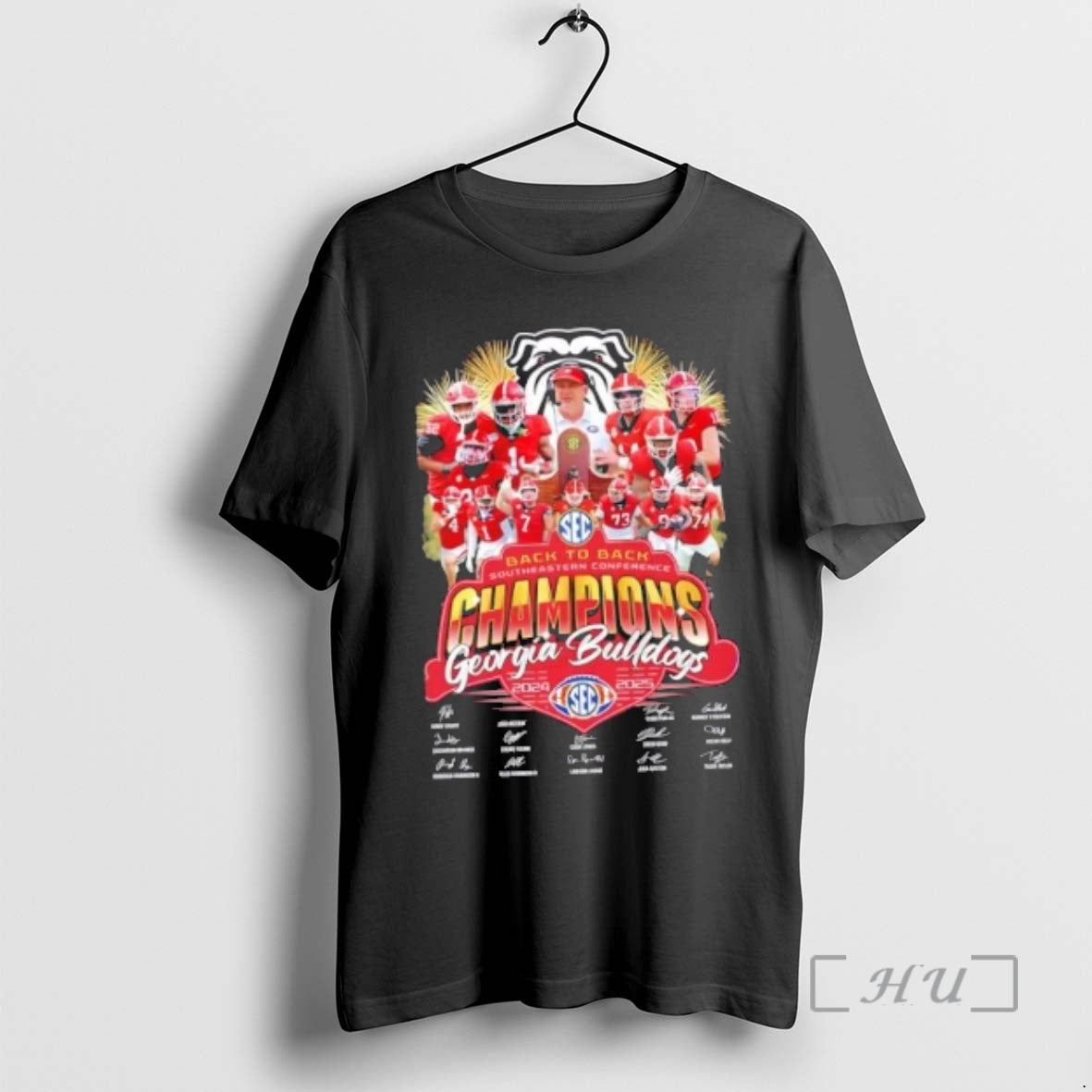 Officials 2024 2025 Back To Back Southeastern Conference Champions Georgia Bulldogs All Names Players Signatures - T-Shirt, Sweatshirt, Hoodie