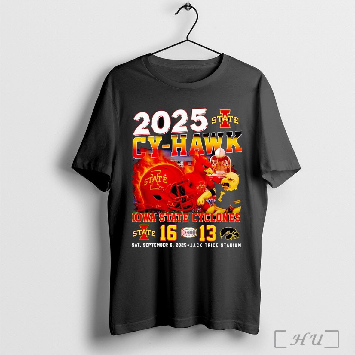 Officials 2025 Cy Hawk Iowa State Cyclones 16 13 Iowa Hawkeyes Mascot T Shirt Unisex T-shirt, Sweatshirt, Hoodie, Long Sleeve Tee - T-Shirt, Sweatshirt, Hoodie