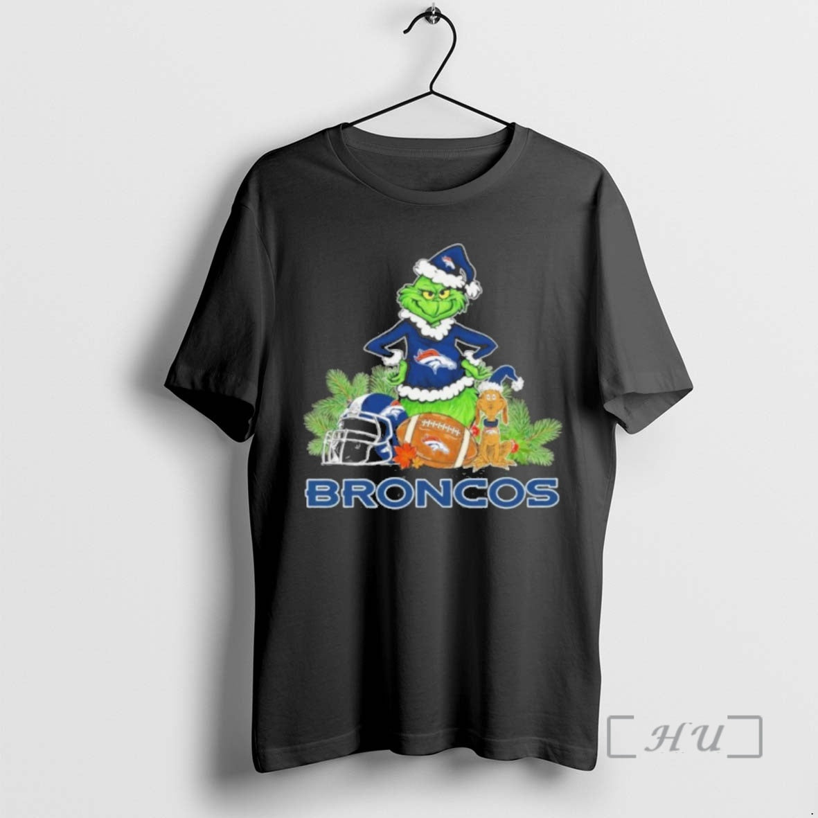 Officials 2025 Santa Grinch X Dog Ball Merry Christmas Broncos Logo Premium T Shirts Sweater - T-Shirt, Sweatshirt, Hoodie
