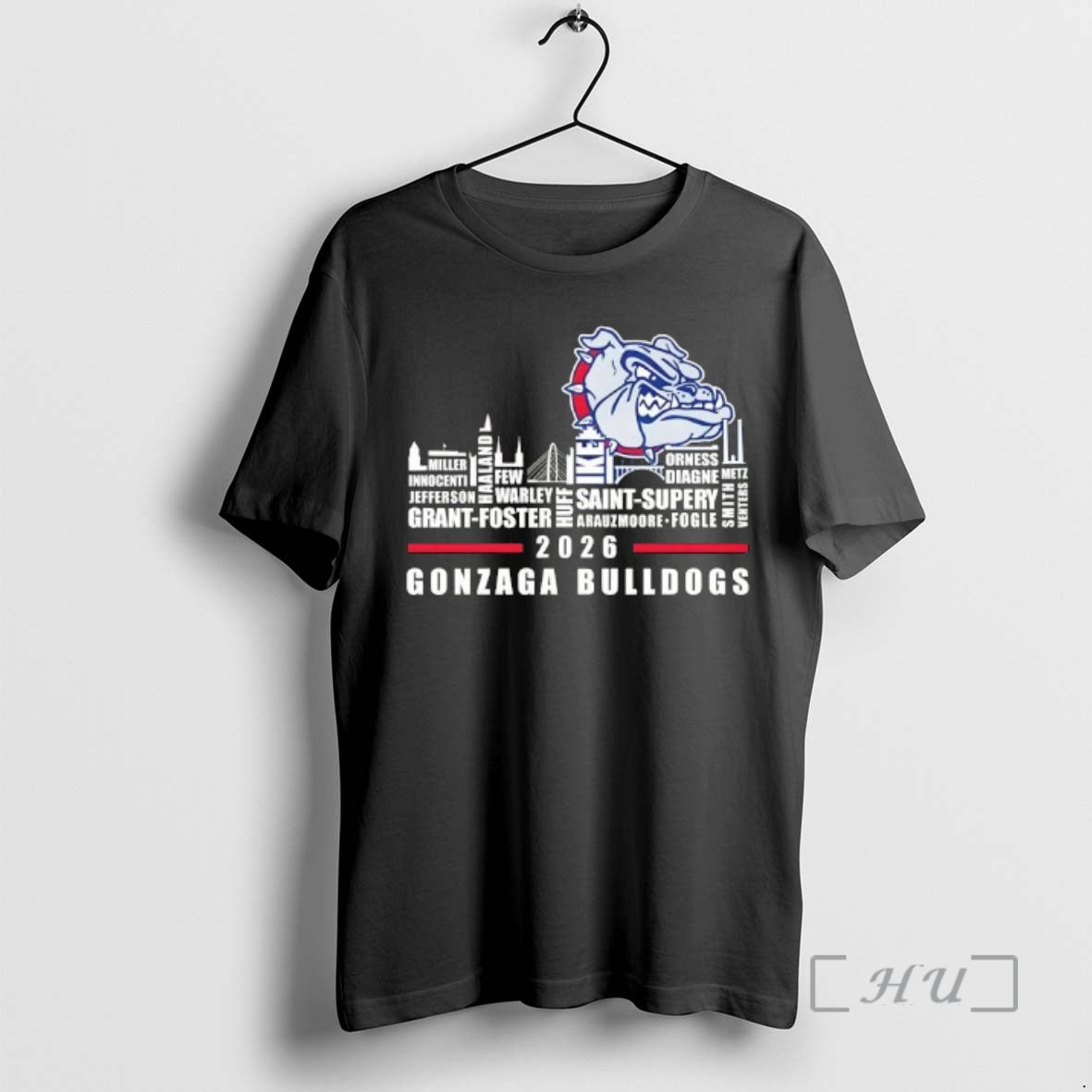 Officials 2026 Gonzaga Bulldogs All Names City Skyline - T-Shirt, Sweatshirt, Hoodie