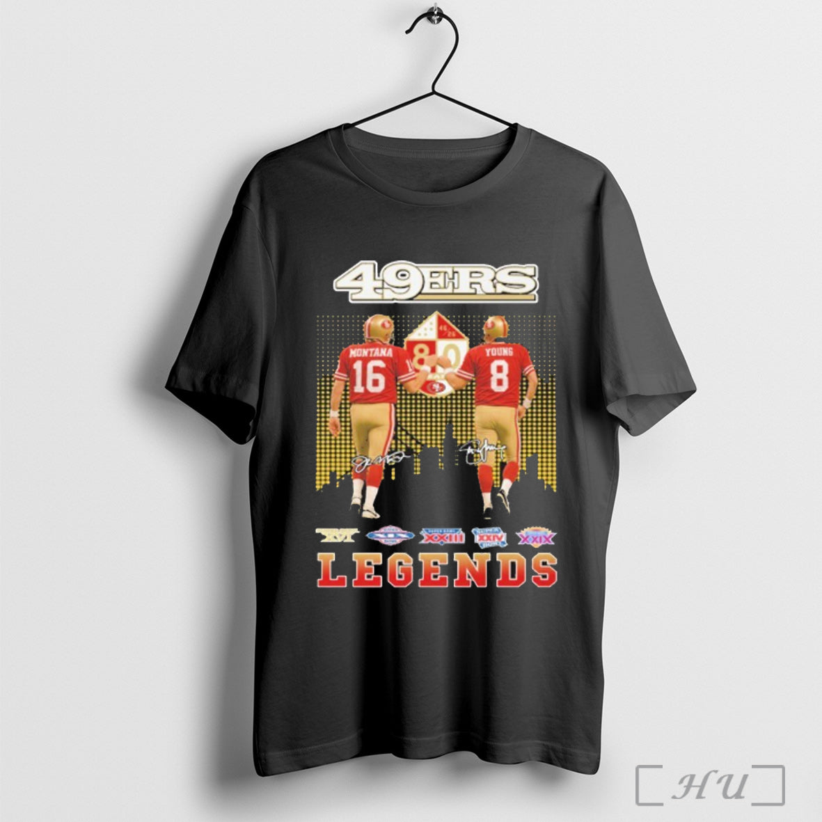 Officials 49ers Montana And Young Signature Legends T Shirt Unisex T-shirt, Sweatshirt, Hoodie, Long Sleeve Tee - T-Shirt, Sweatshirt, Hoodie
