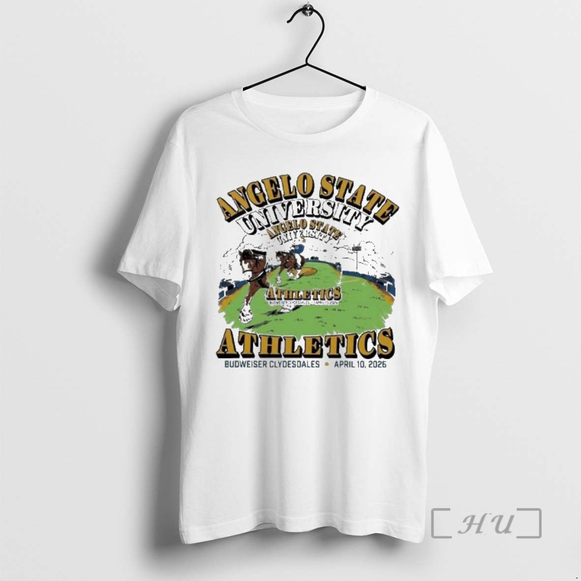 Officials Angelo State University Athletics Budweiser Clydesdales April 10 2026 Unisex T-shirt, Sweatshirt, Hoodie, Long Sleeve Tee - T-Shirt, Sweatshirt, Hoodie
