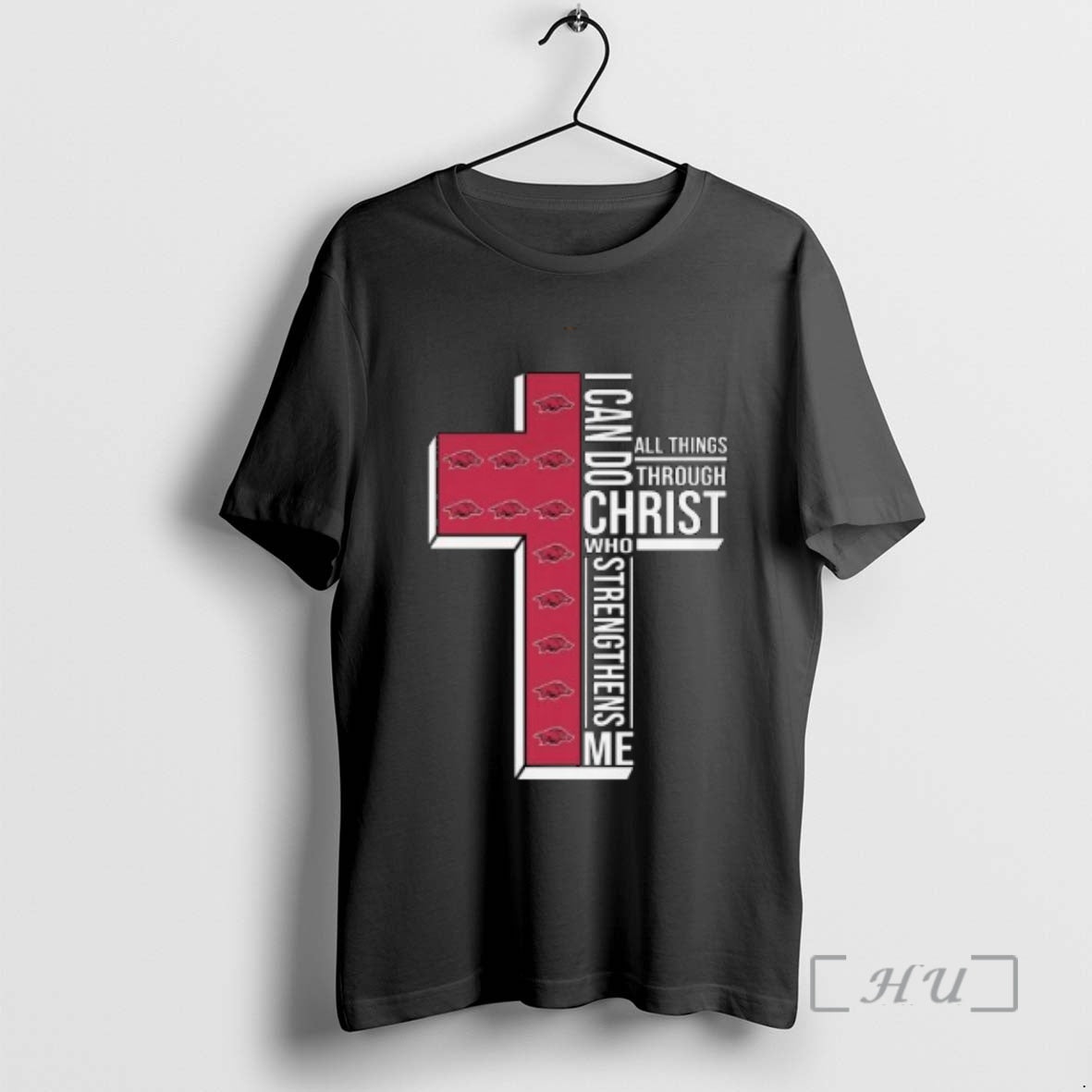 Officials Arkansas Razorbacks I Can Do All Things Through Christ Who Strengthens Me Cross Circle - T-Shirt, Sweatshirt, Hoodie