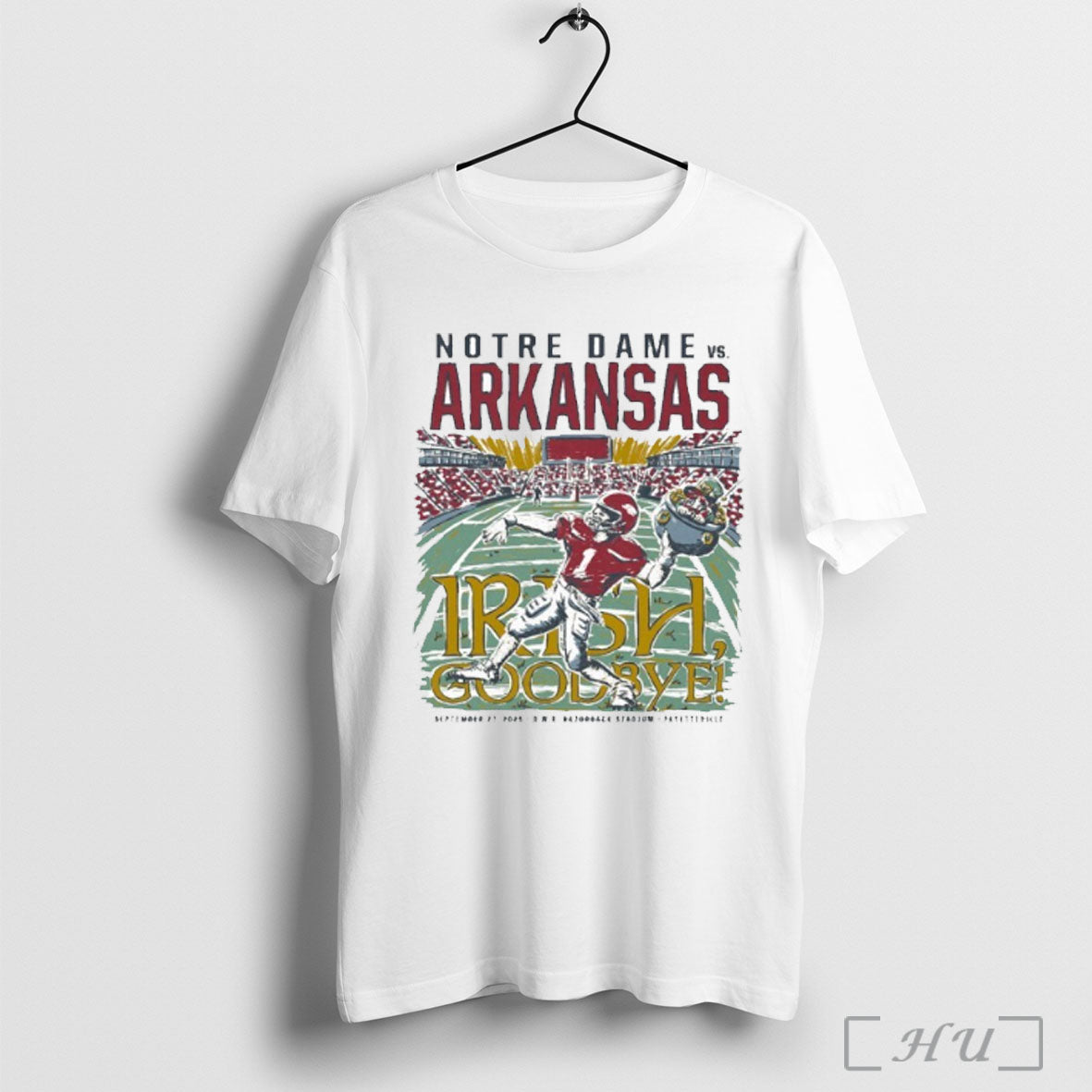Officials Arkansas Vs Notre Dame Game Day 2025 September 27 T Shirt Unisex T-shirt, Sweatshirt, Hoodie, Long Sleeve Tee - T-Shirt, Sweatshirt, Hoodie