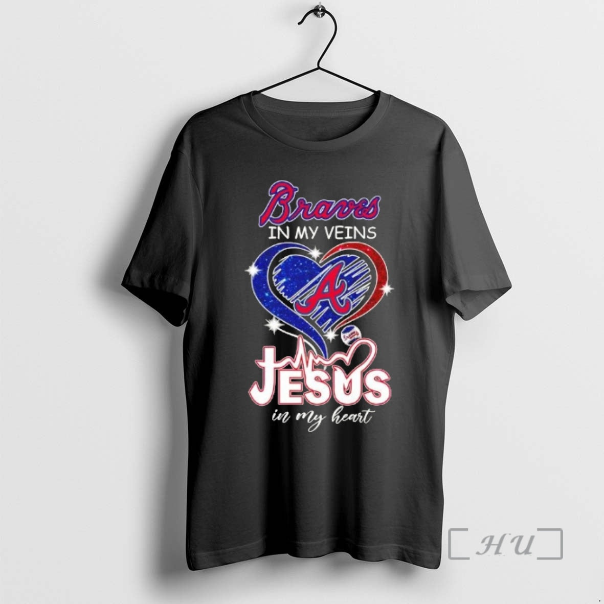Officials Atlanta Braves Baseball In My Veins Jesus In My Glitter Heart Premium T Shirts - T-Shirt, Sweatshirt, Hoodie