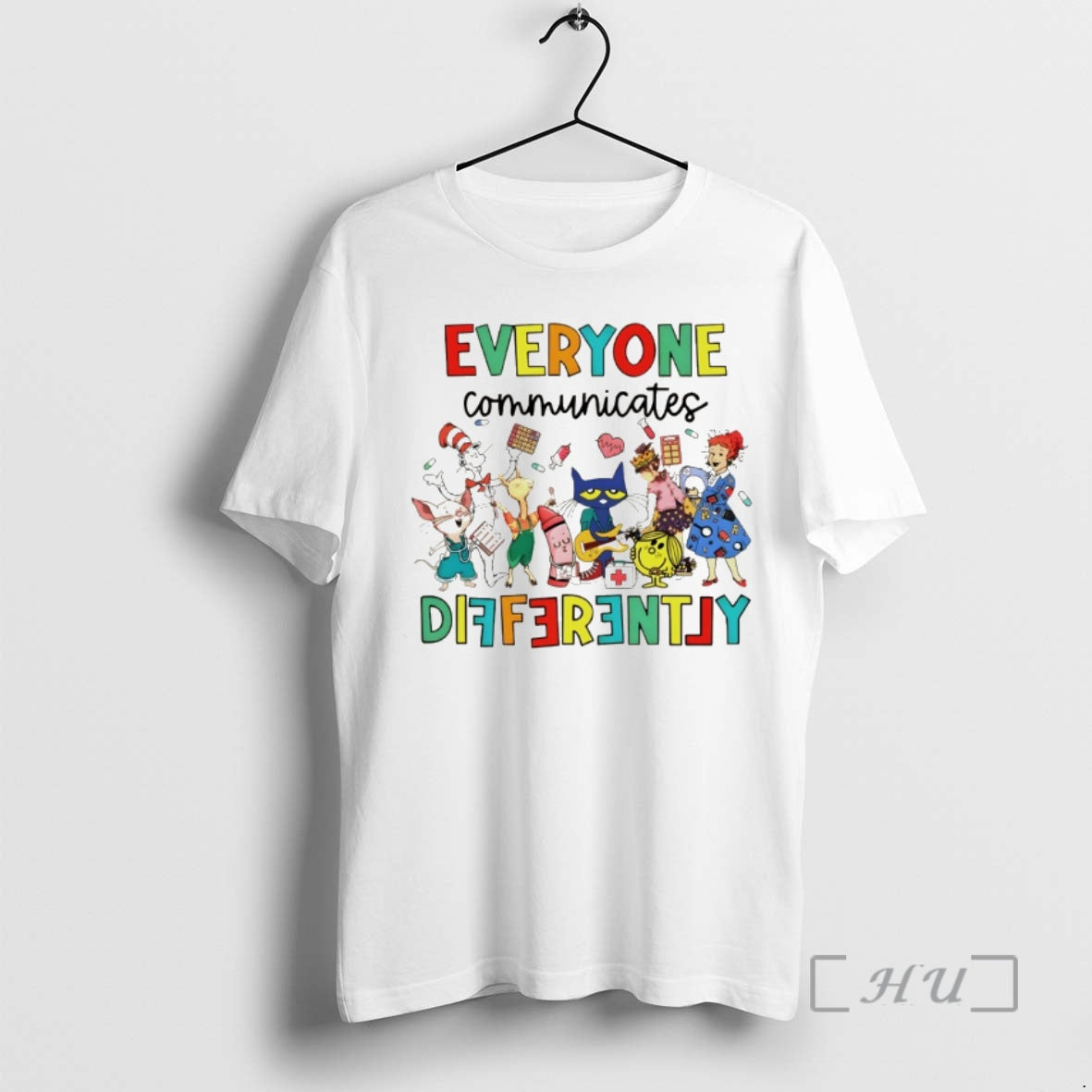 Officials Autism Awareness Everyone Communicates Differently Cartoon Unisex T-shirt, Sweatshirt, Hoodie, Long Sleeve Tee - T-Shirt, Sweatshirt, Hoodie