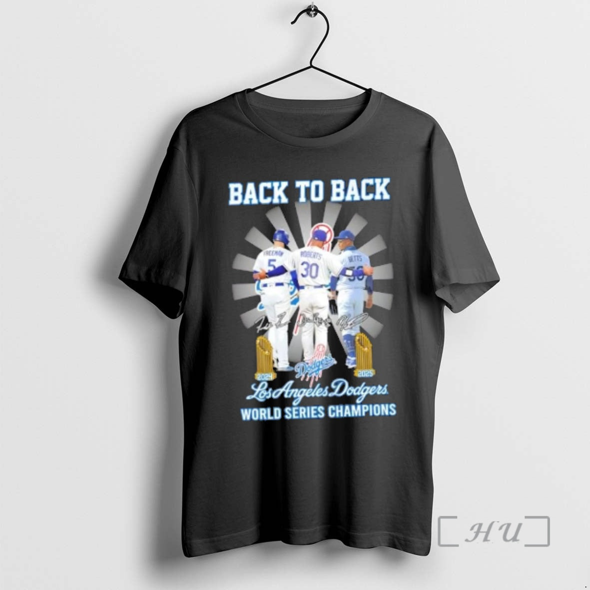 Officials Back To Back Freeman Roberts Betts Los Angeles Dodgers World Series Champions Signatures Premium - T-Shirt, Sweatshirt, Hoodie
