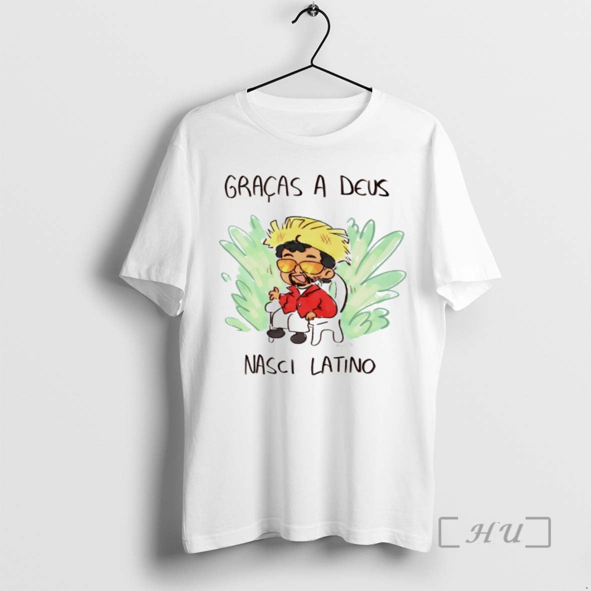 Officials Bad Bunny Gracas A Deus Nasci Latino Art - T-Shirt, Sweatshirt, Hoodie