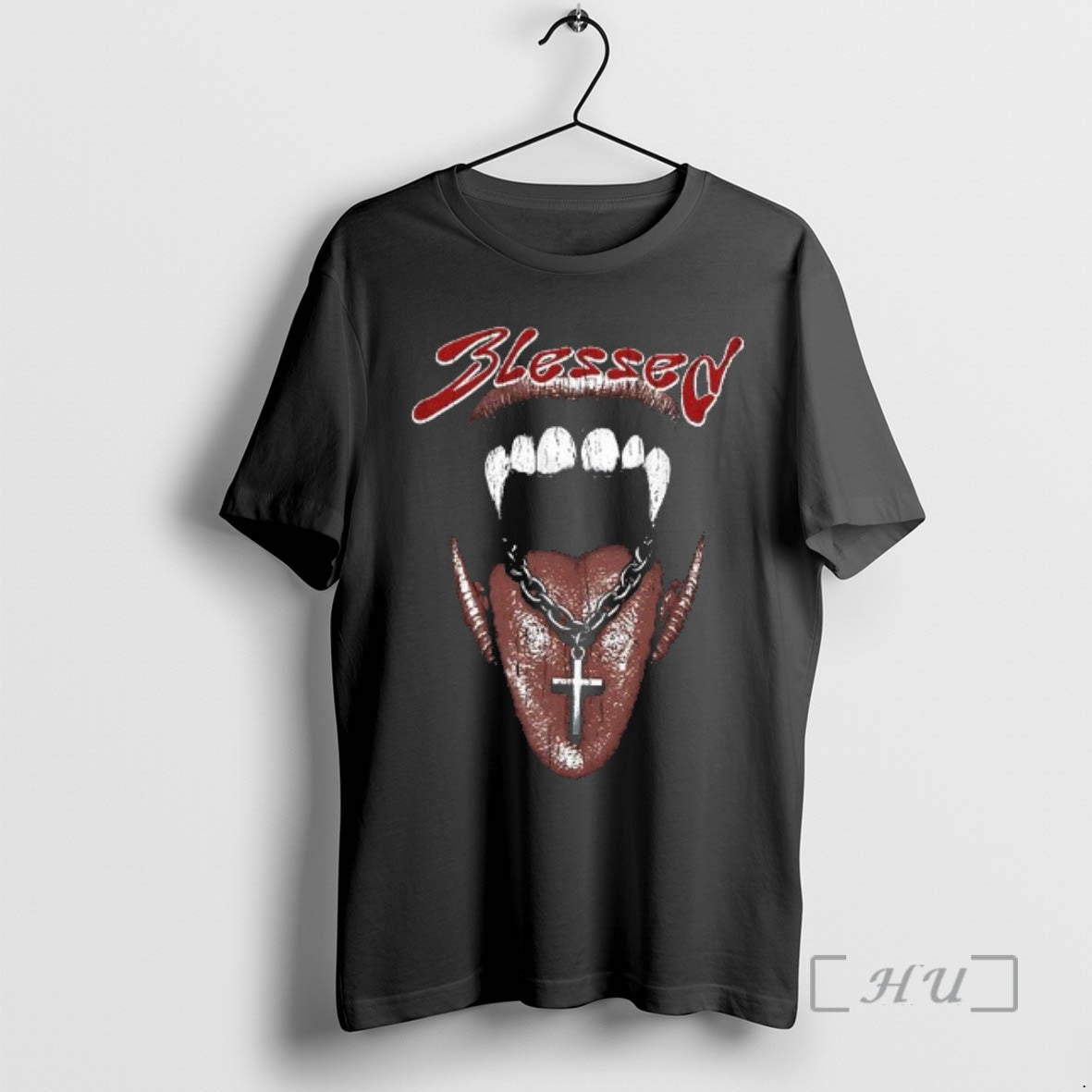 Officials Blessed Vampire Mouth With Cross Gothic Dark Art Woman - T-Shirt, Sweatshirt, Hoodie