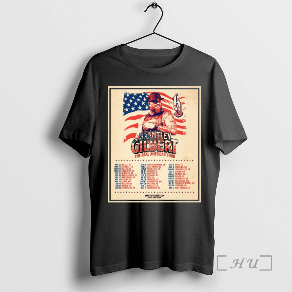 Officials Brantley Gilbert The Real American Tour 2026 Schedule Country Music Fan Premium T Shirts - T-Shirt, Sweatshirt, Hoodie