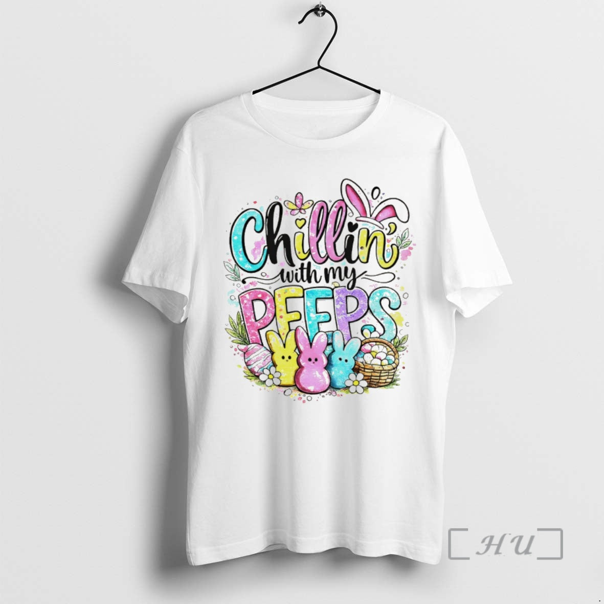 Officials Bunny Chillin With My Peeps Easter Day Unisex T-shirt, Sweatshirt, Hoodie, Long Sleeve Tee - T-Shirt, Sweatshirt, Hoodie