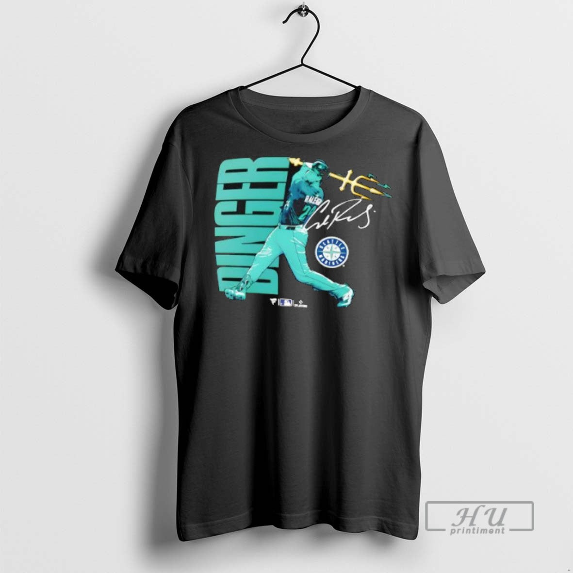 Officials Cal Raleigh Seattle Mariners Trident Swing Signature T Shirts Unisex T-shirt, Sweatshirt, Hoodie, Long Sleeve Tee - T-Shirt, Sweatshirt, Hoodie