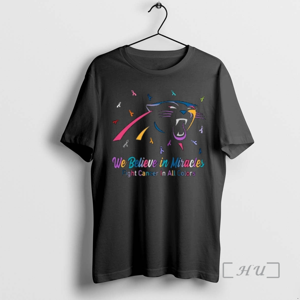 Officials Carolina Panthers We Believe In Miracles Fight Cancer In All Colors Premium T Shirts - T-Shirt, Sweatshirt, Hoodie