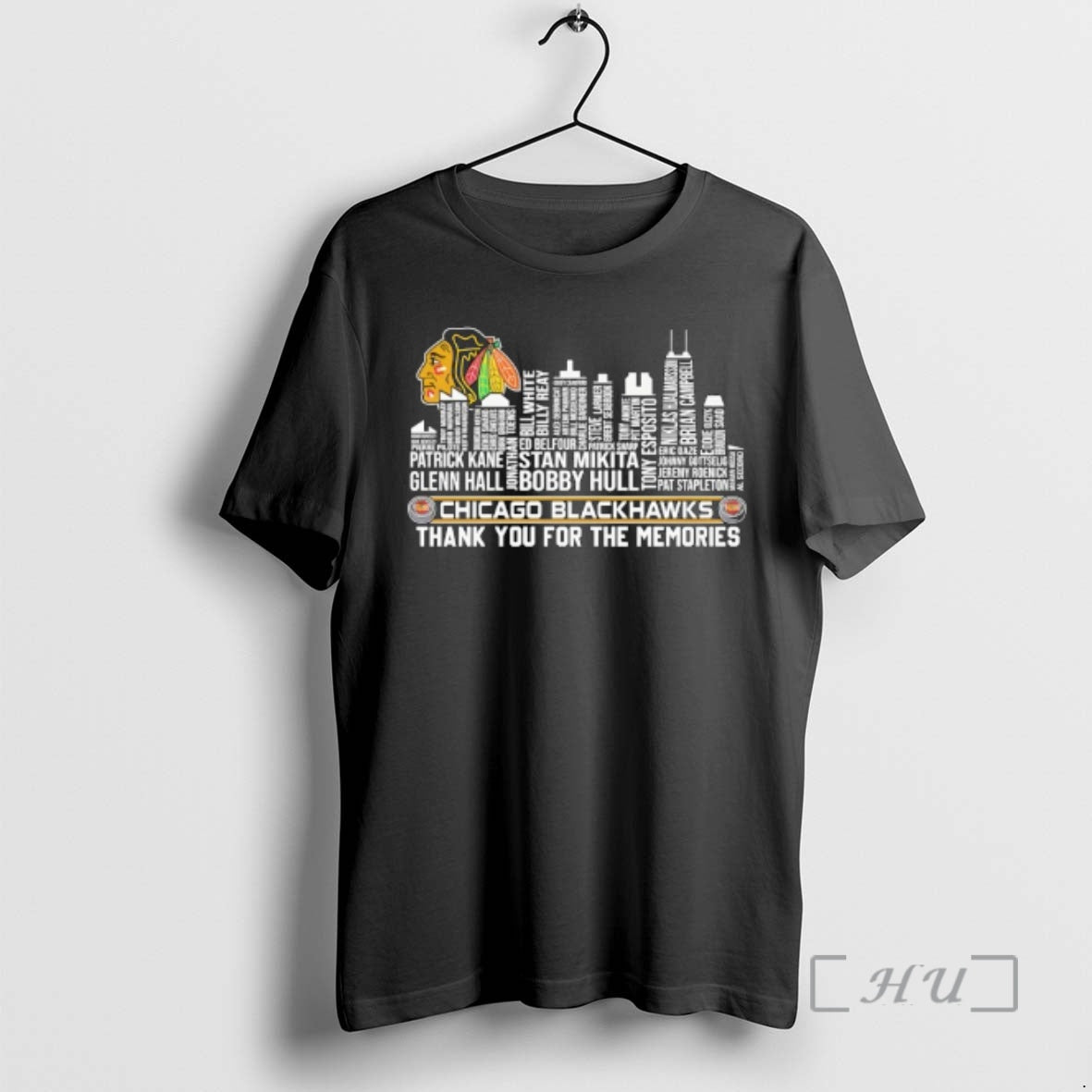 Officials Chicago Blackhawks Name Players City Skyline Shape Thank You For The Memories Premium - T-Shirt, Sweatshirt, Hoodie