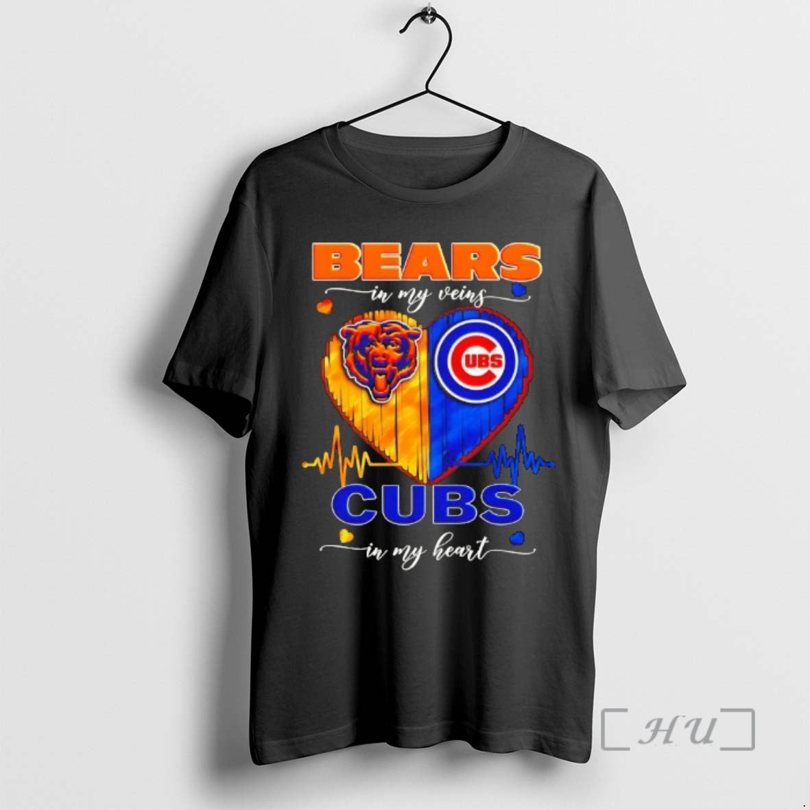 Officials Chicago Sports Bears In My Veins Cubs In My Heart Premium T Shirts Sweater - T-Shirt, Sweatshirt, Hoodie