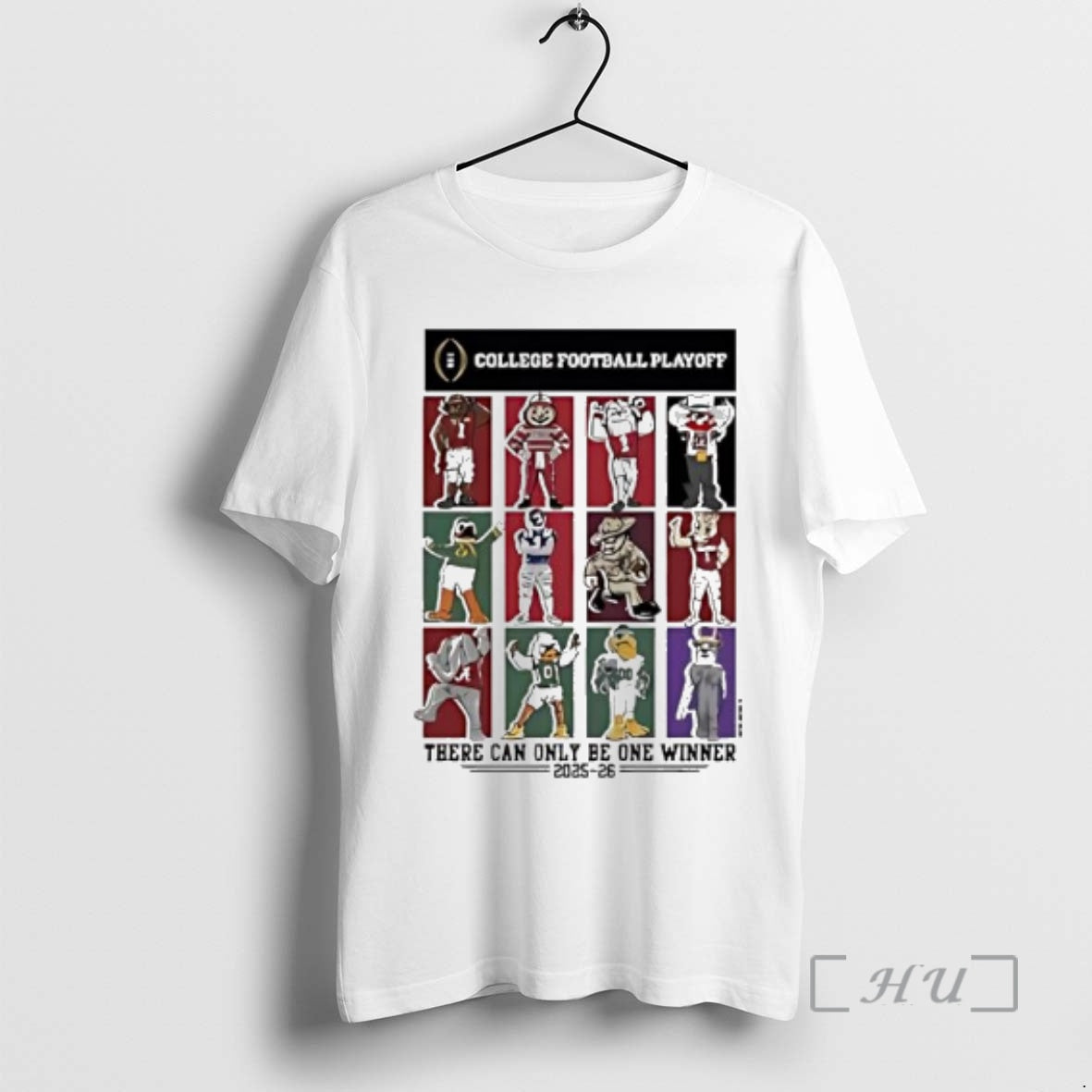 Officials College Football Playoff 12 Team Mascots There Can Only Be One Winner 2025 Premium - T-Shirt, Sweatshirt, Hoodie
