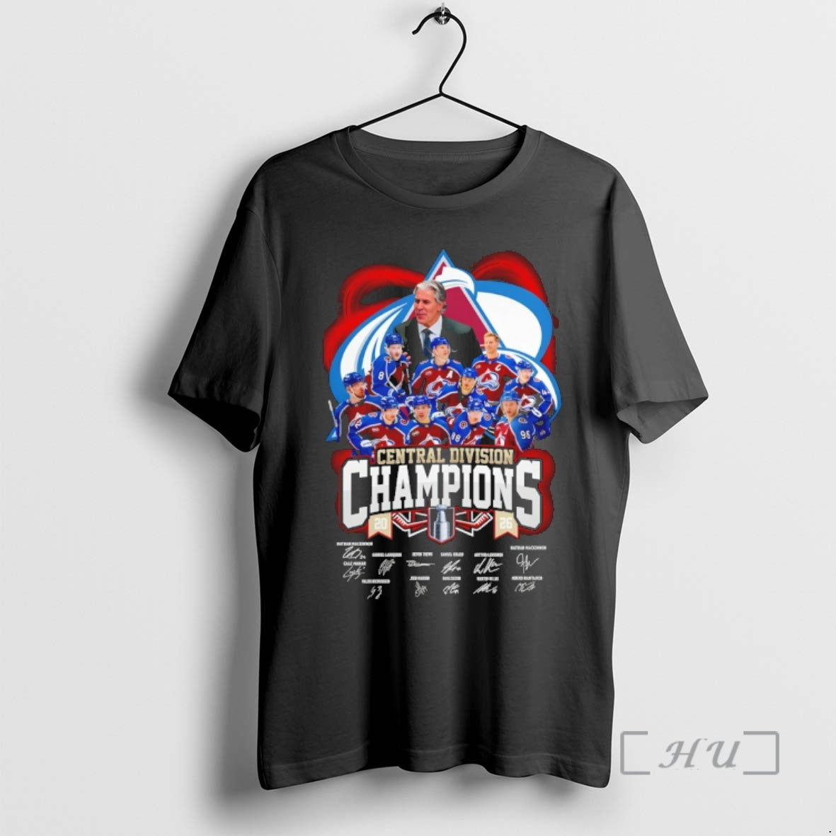 Officials Colorado Avalanche Stanley Cup Central Division Champions 2026 Signatures Unisex T-shirt, Sweatshirt, Hoodie, Long Sleeve Tee - T-Shirt, Sweatshirt, Hoodie