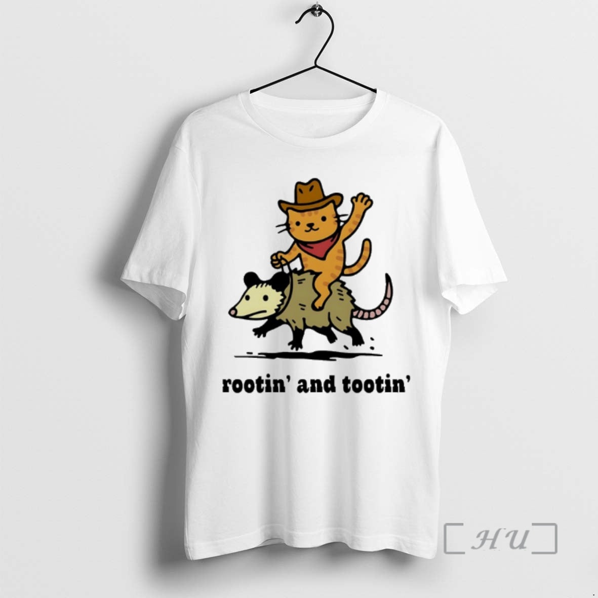Officials Cowboy Cat Riding Possum Rootin And Tootin Funny - T-Shirt, Sweatshirt, Hoodie