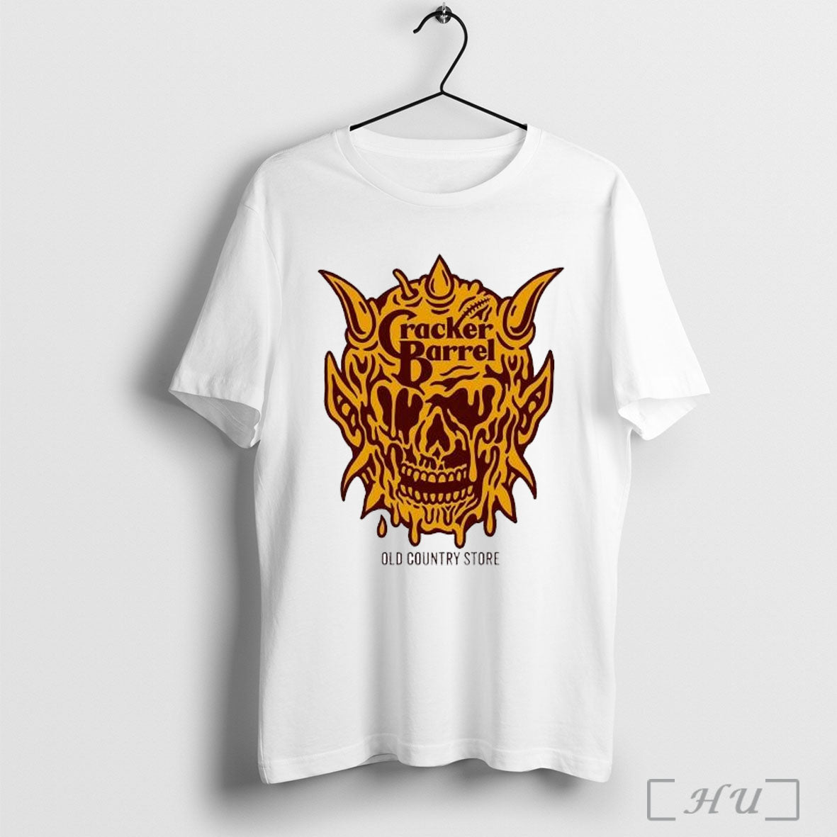 Officials Cracker Barrel Old Country Store Demon Melting Skull Logo Posters White T Shirt Unisex T-shirt, Sweatshirt, Hoodie, Long Sleeve Tee - T-Shirt, Sweatshirt, Hoodie