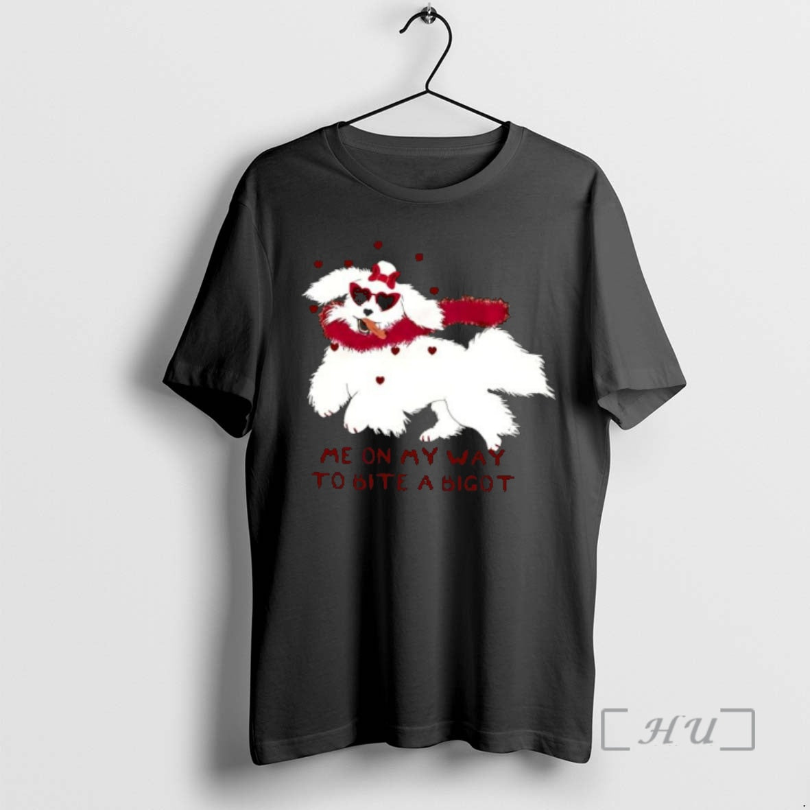 Officials Cute Dog Valentine Me On My Way To Bite A Bigot Premium T Shirts - T-Shirt, Sweatshirt, Hoodie
