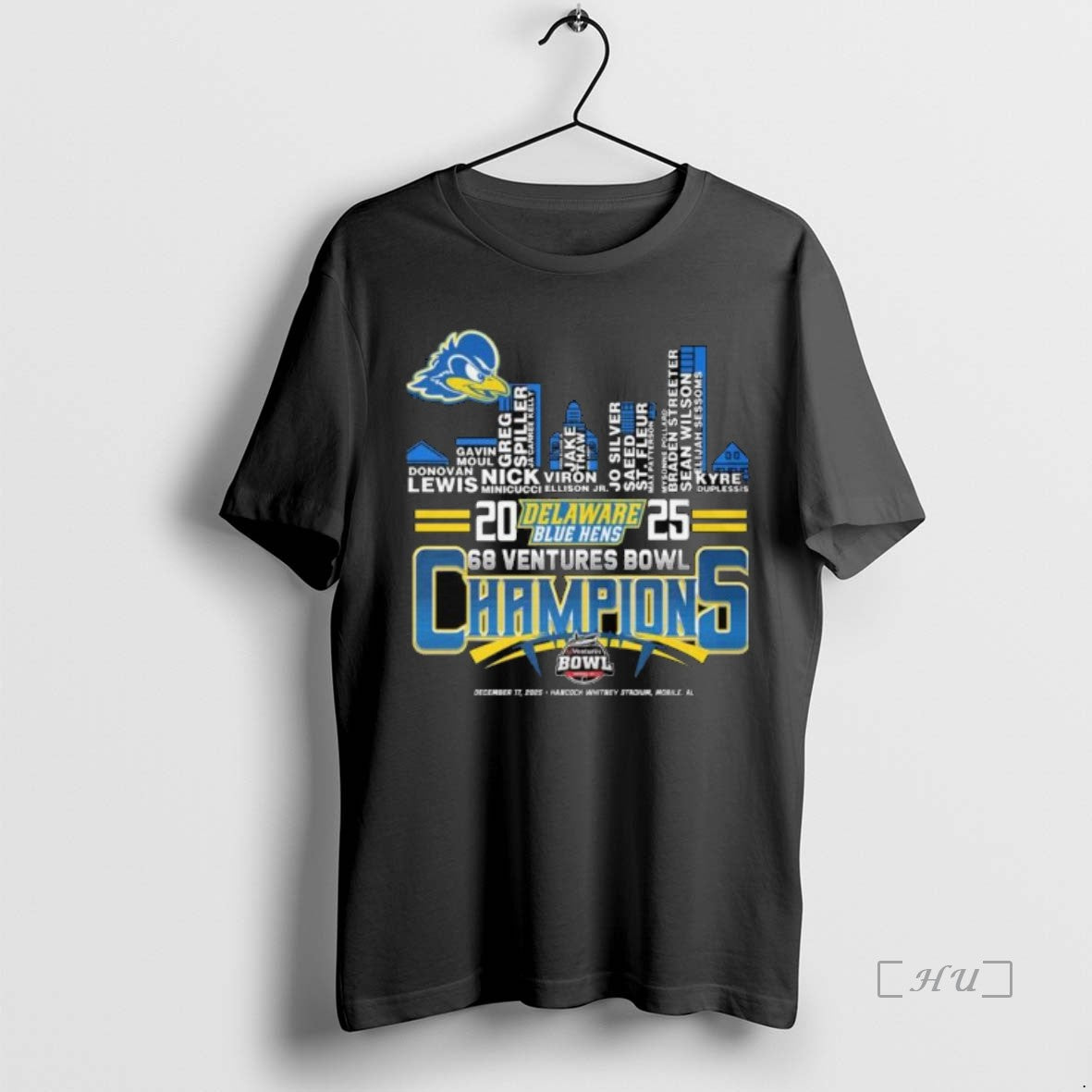 Officials Delaware Blue Hens 2025 68 Ventures Bowl Champions City Skylines Long Sleve Premium - T-Shirt, Sweatshirt, Hoodie