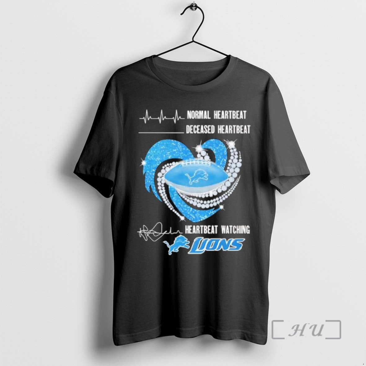 Officials Detroit Lions X Lions Heartbeat Graphic - T-Shirt, Sweatshirt, Hoodie