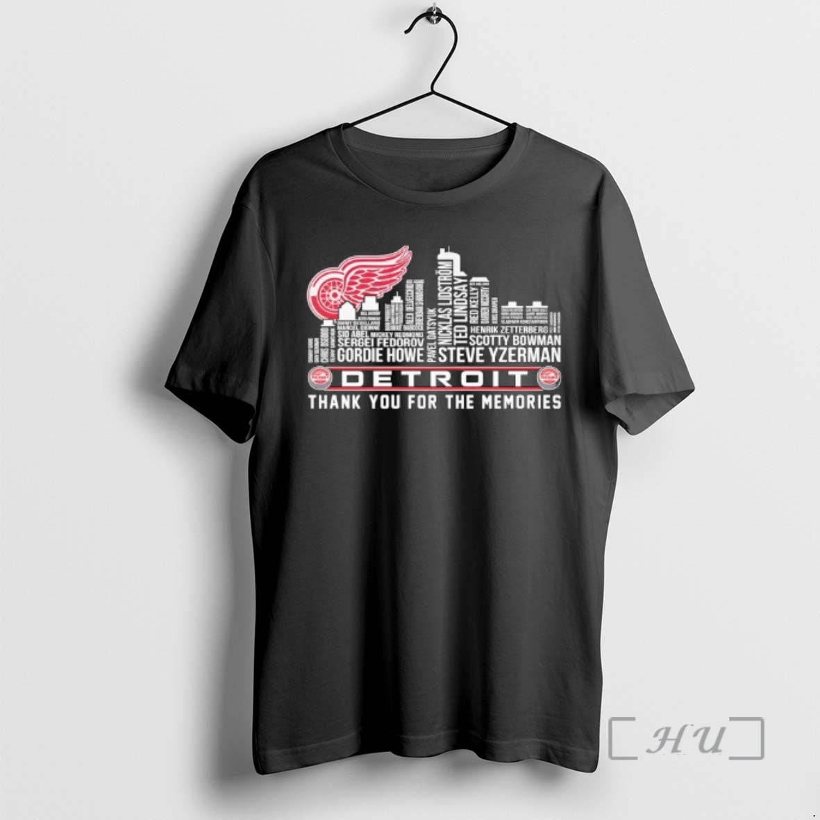 Officials Detroit Red Wings Name Players City Skyline Shape Thank You For The Memories Premium - T-Shirt, Sweatshirt, Hoodie
