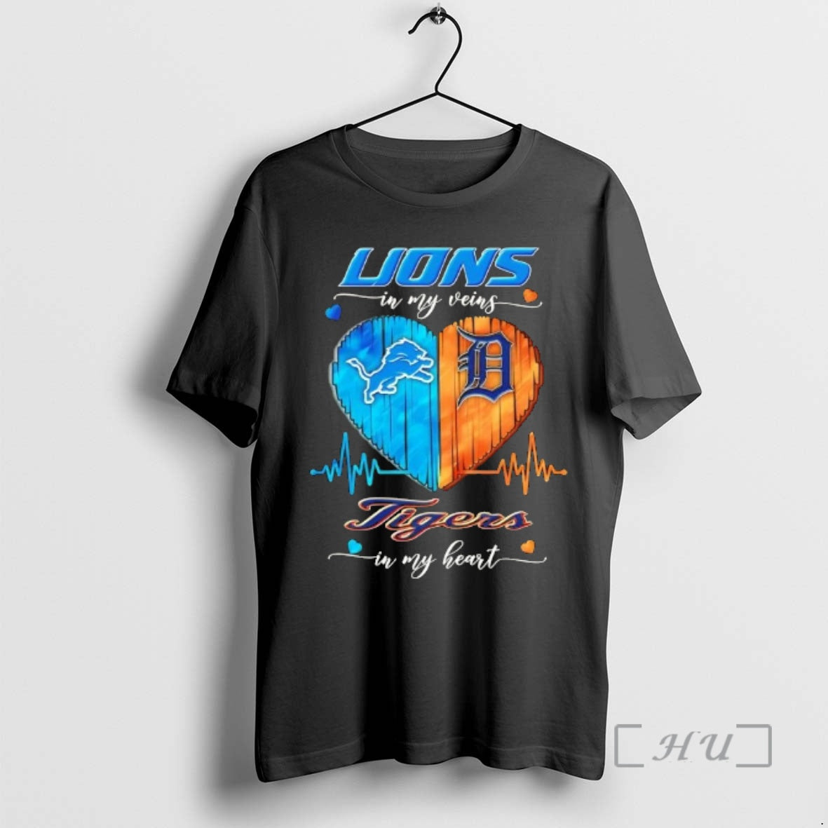 Officials Detroit Sports Lions In My Veins Tigers In My Heart Premium T Shirts Sweater - T-Shirt, Sweatshirt, Hoodie