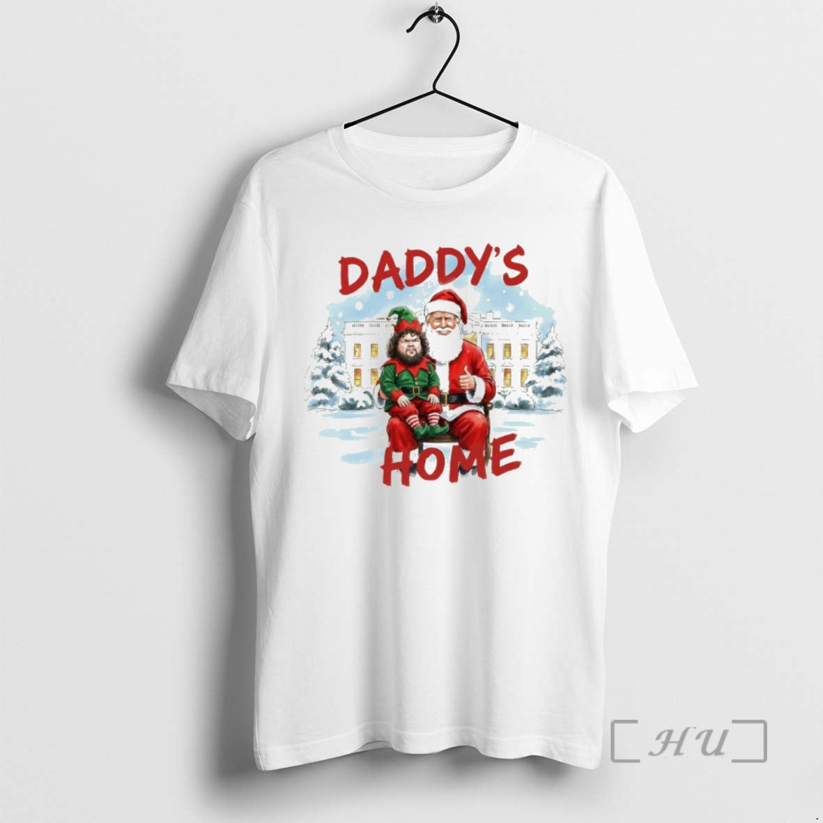 Officials Donald Trump Santa Hat Jd Vance Elf Daddys Home Merry Christmas Premium T Shirts - T-Shirt, Sweatshirt, Hoodie