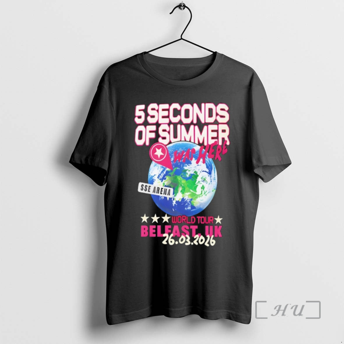 Officials Earth 5sos Seconds Of Summer World Tour Belfast Uk 2026 Premium T Shirts Sweater - T-Shirt, Sweatshirt, Hoodie