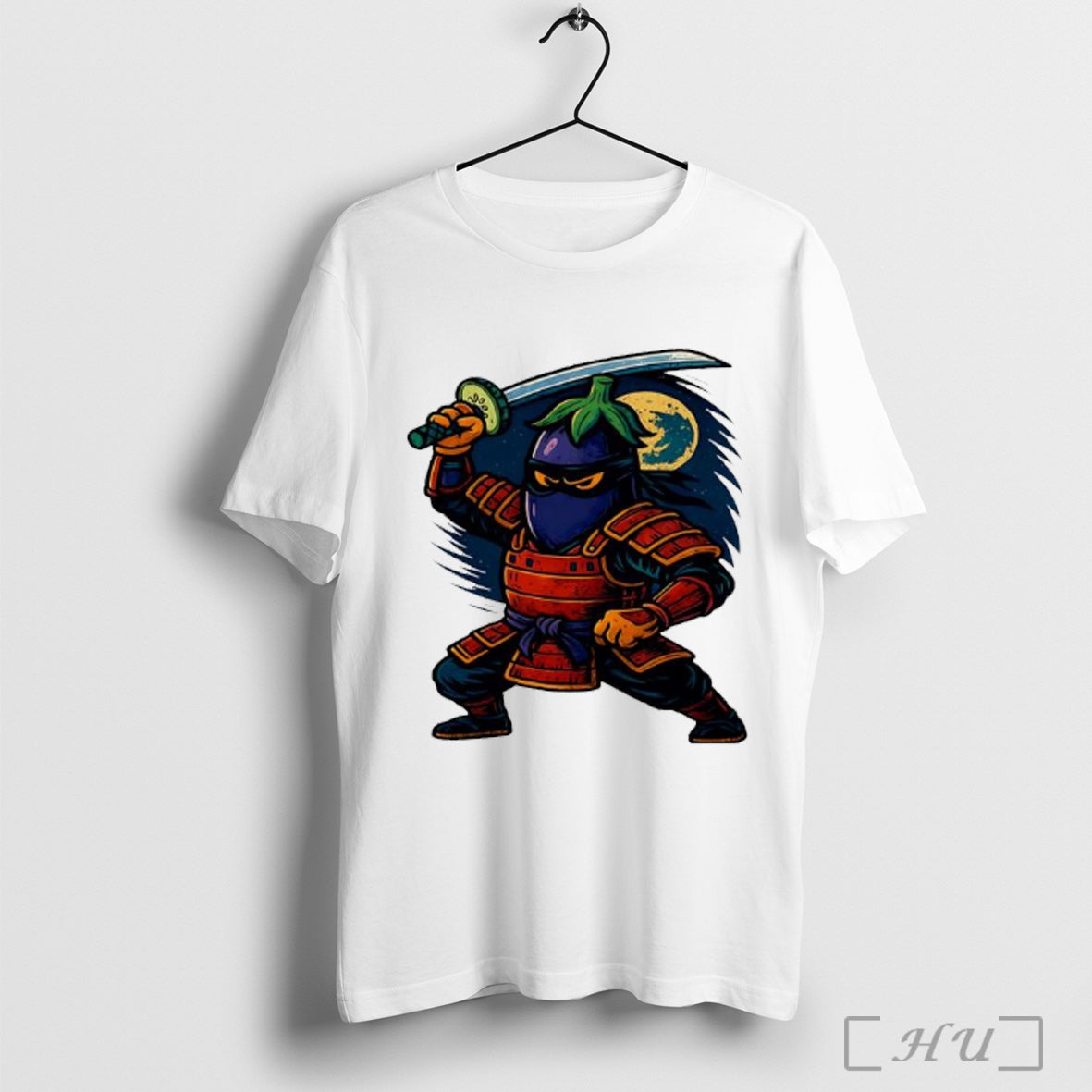 Officials Eggplant Ninja Holding Sword Under Full Moon Warrior Funny T Shirt Unisex T-shirt, Sweatshirt, Hoodie, Long Sleeve Tee - T-Shirt, Sweatshirt, Hoodie