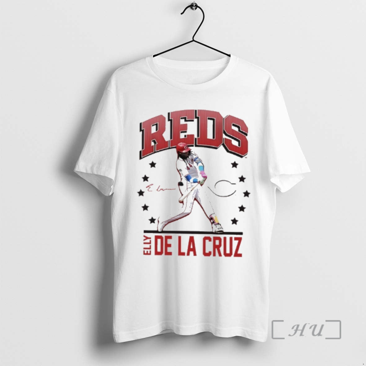 Officials Elly De La Cruz Cincinnati Reds Player Swing Signature Unisex T-shirt, Sweatshirt, Hoodie, Long Sleeve Tee - T-Shirt, Sweatshirt, Hoodie