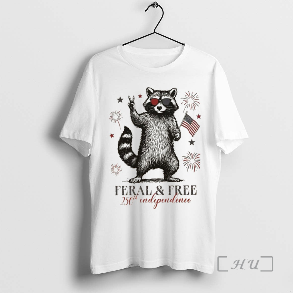 Officials Feral But Free Patriotic Raccoon Usa 250th Anniversary Unisex T-shirt, Sweatshirt, Hoodie, Long Sleeve Tee - T-Shirt, Sweatshirt, Hoodie