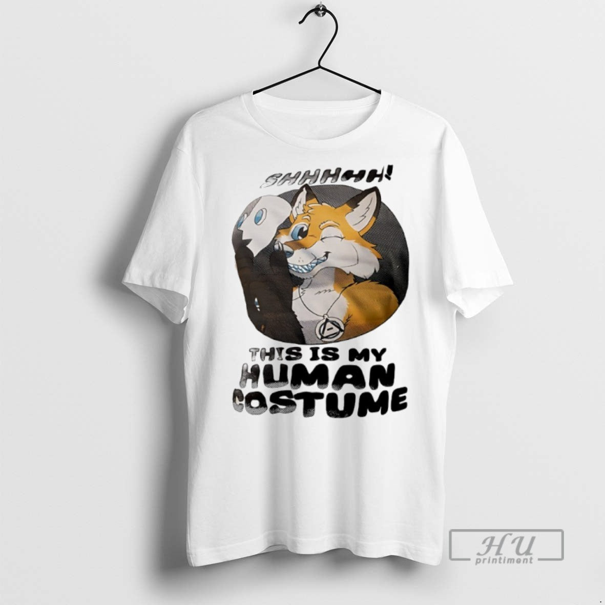 Officials Fox Shhhhhh This Is My Human Costume T Shirts Unisex T-shirt, Sweatshirt, Hoodie, Long Sleeve Tee - T-Shirt, Sweatshirt, Hoodie