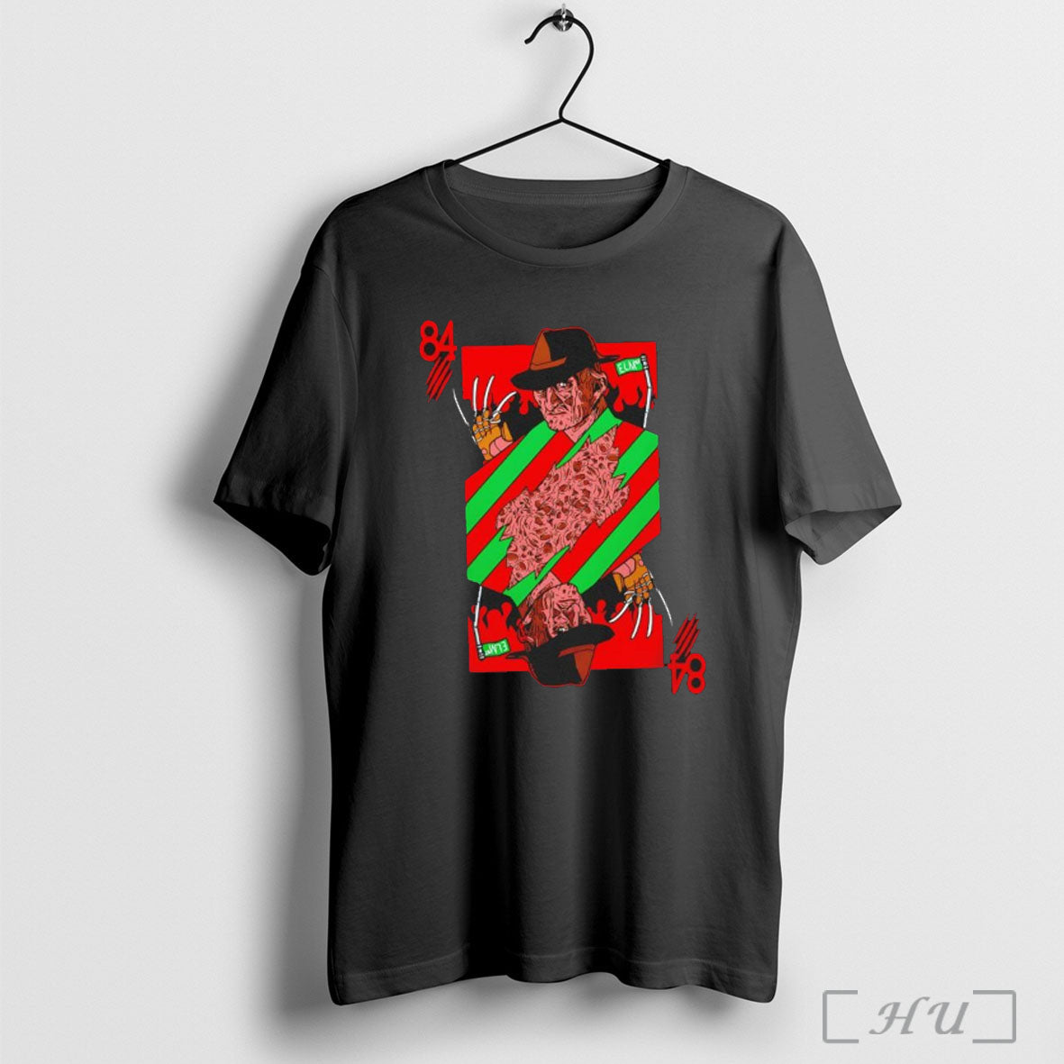 Officials Freddy Krueger 84 Halloween Character Card Style T Shirt Unisex T-shirt, Sweatshirt, Hoodie, Long Sleeve Tee - T-Shirt, Sweatshirt, Hoodie
