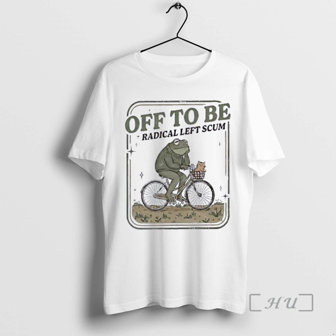 Officials Frog And Cat Driving Bicycle Off To Be Radical Left Scum Premium T Shirts - T-Shirt, Sweatshirt, Hoodie