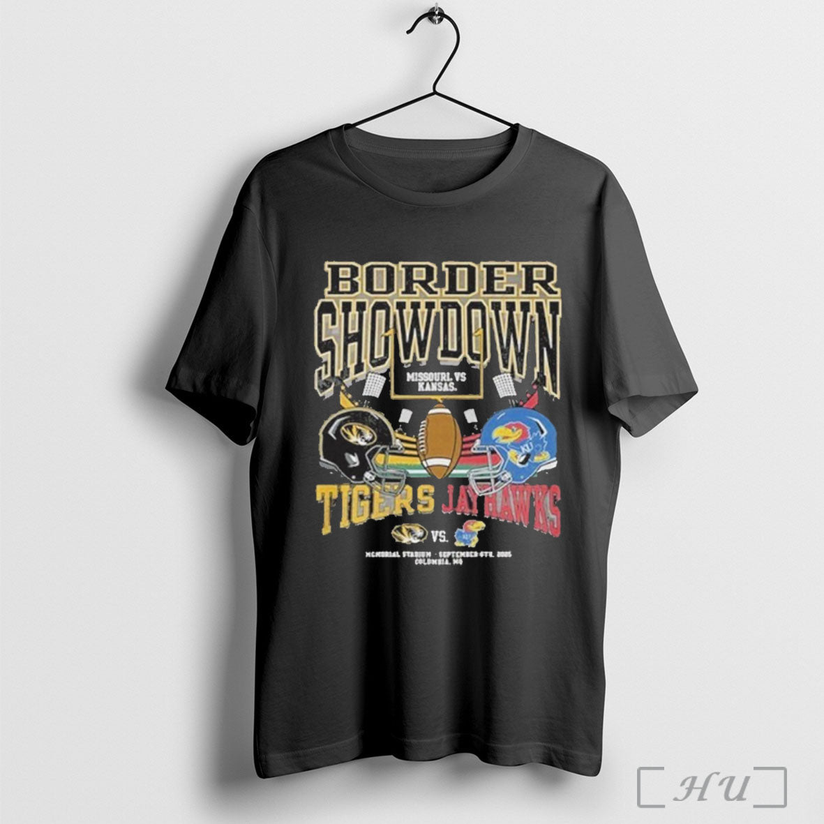 Officials Gameday Missouri Vs Kansas September 6 2025 Duel Helmet T Shirt Unisex T-shirt, Sweatshirt, Hoodie, Long Sleeve Tee - T-Shirt, Sweatshirt, Hoodie