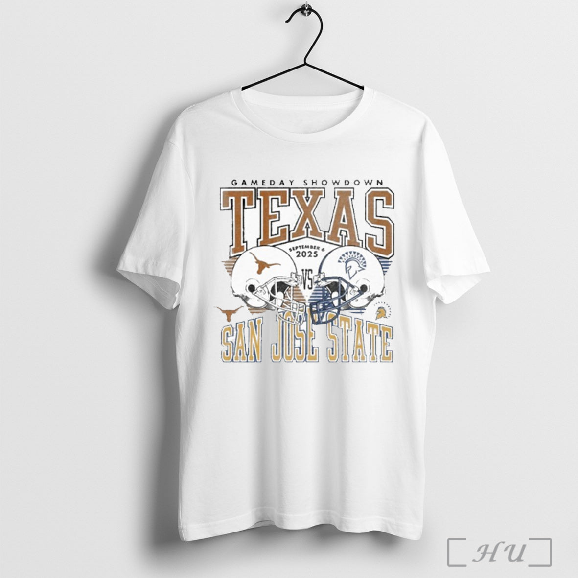 Officials Gameday Showdown 2025 Texas Vs San Jose State Matchup T Shirt Unisex T-shirt, Sweatshirt, Hoodie, Long Sleeve Tee - T-Shirt, Sweatshirt, Hoodie