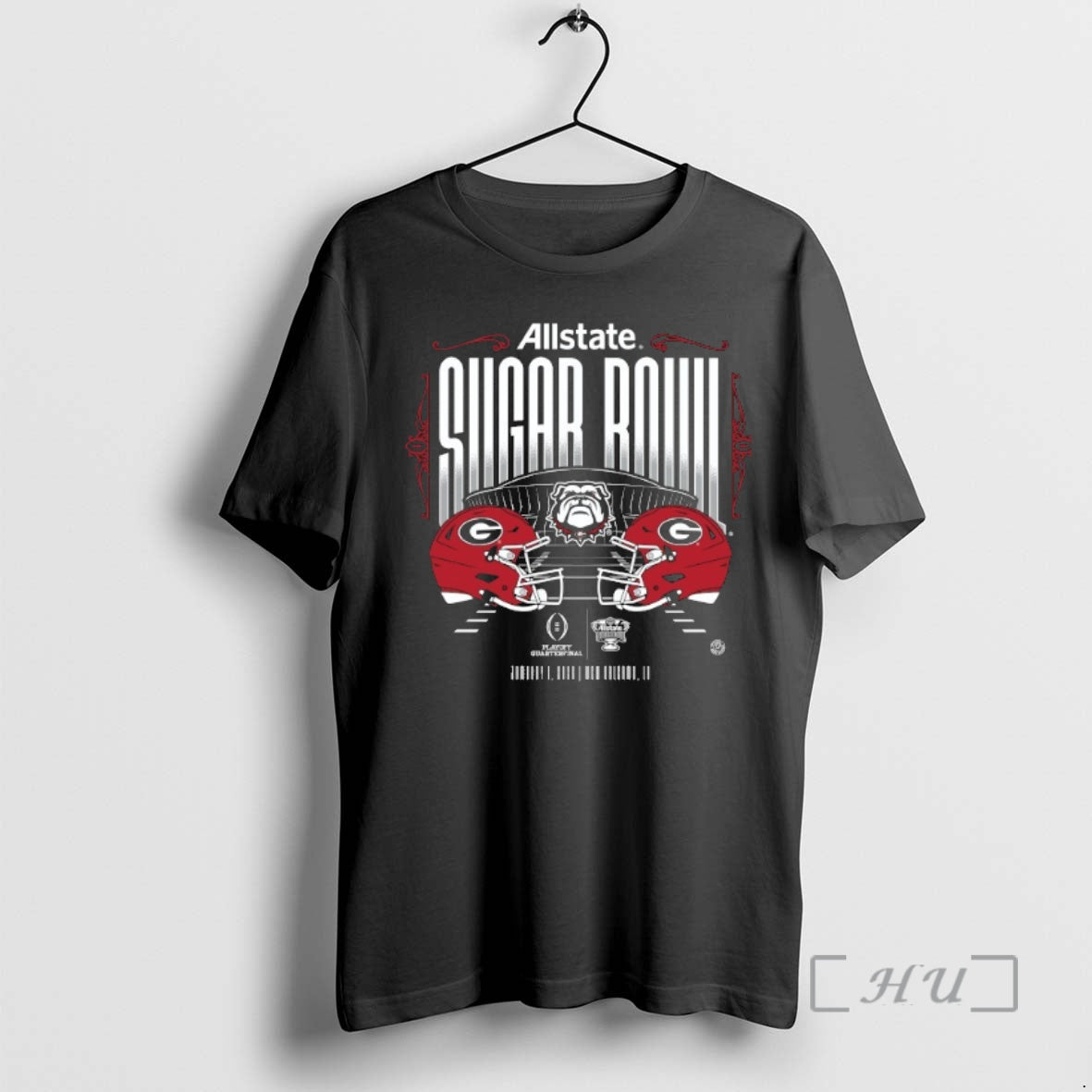 Officials Georgia Bulldogs Allstate Sugar Bowl January 1 2026 New Orleans Head To Head Helmet - T-Shirt, Sweatshirt, Hoodie